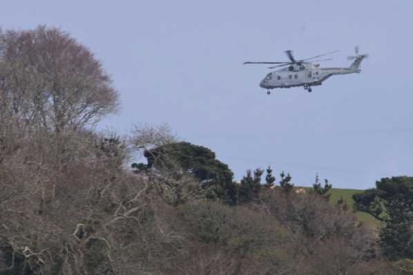 30 March 2020 - 14-56-53 
Royal Navy Merlin helicopter passing over Kingswear. (possibly  ZJ134?)
--------------------------
Kingswear flyover of Navy Merlin helicopter